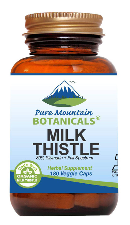 Pure Mountain Botanicals High Potency Milk Thistle -180 Kosher Vegan Capsules