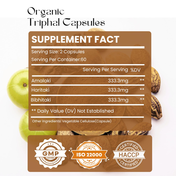 Hebhac Herbs Triphala 120 Capsules,