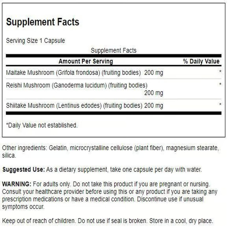 Swanson Full Spectrum Triple Mushroom Complex 60 Capsules
