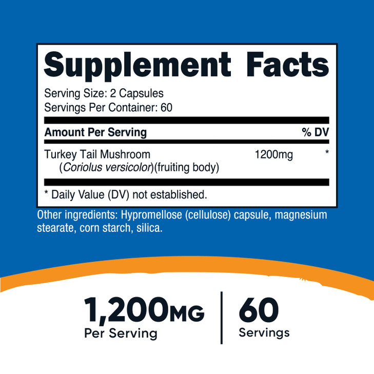 Nutricost Turkey Tail Mushroom Capsules 1200mg, 60 Servings (120 Capsules)