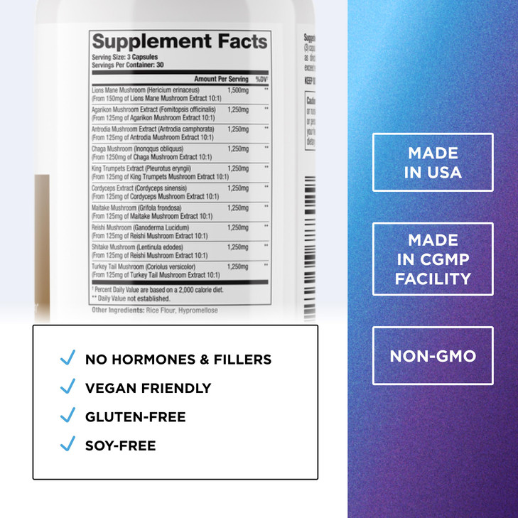 DR. EMIL NUTRITION 10 Mushroom Supplement for Mental Clarity, Focus & Immune