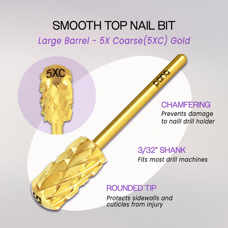 PANA 3/32" Large Smooth Round Top Safety Carbide Nail Drill Bit for Gel Polish & Acrylic Removal Nail Salon Manicure Pedicure Electric File Tools (La