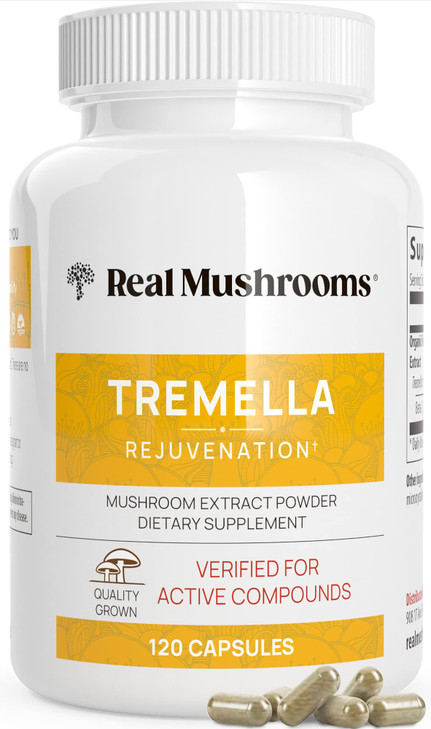 Real Mushrooms Tremella Mushroom Extract 120 ct Blend for Daily Wellness Routine