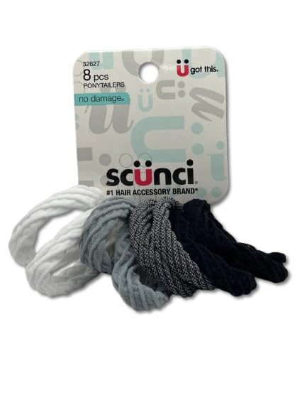Scunci No Damage Ponytailers Hair Ties Elastics, 8 pcs