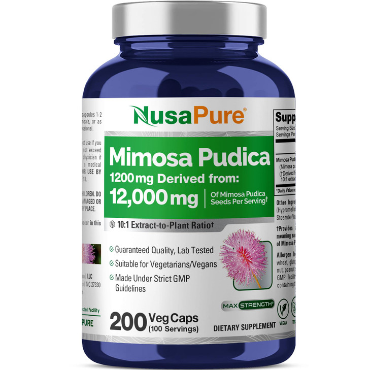 NusaPure Mimosa Pudica Seed 10:1 Extract, 1200 mg Equivalent to 12,000 mg 200