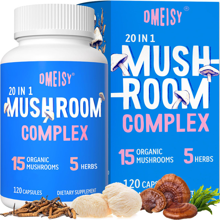 Mushroom Supplement 2600mg, 20-in-1 Mushroom Complex, with Lions Mane