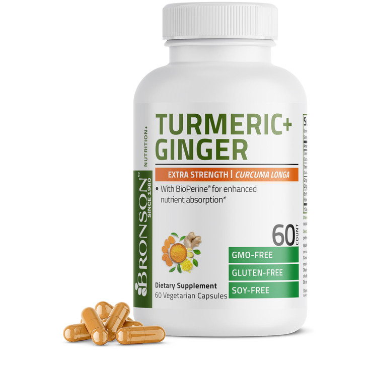 Bronson Turmeric + Ginger Extra Strength Joint Health & Digestion Support