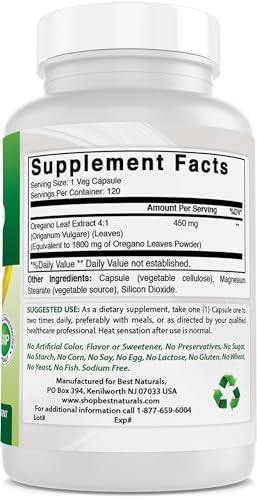 Best Naturlas Oregano Leaf Extract 1800 mg Equivalent Per Serving