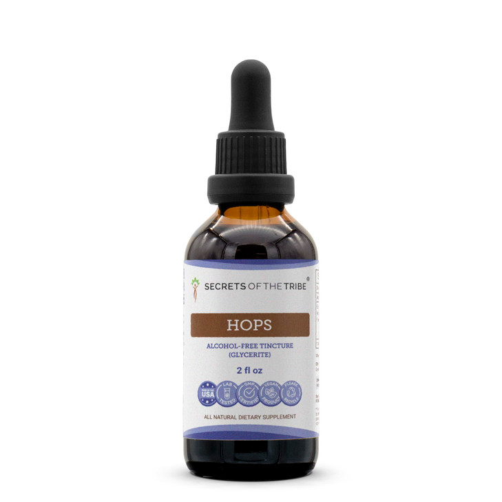 Secrets of the Tribe Hops Tincture Alcohol-Free Liquid Extract, Hops (Humulus