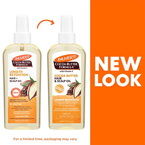 Palmer's Cocoa Butter & Biotin Length Retention Hair and Scalp Oil, 5.1 Ounce (Packaging May Vary)