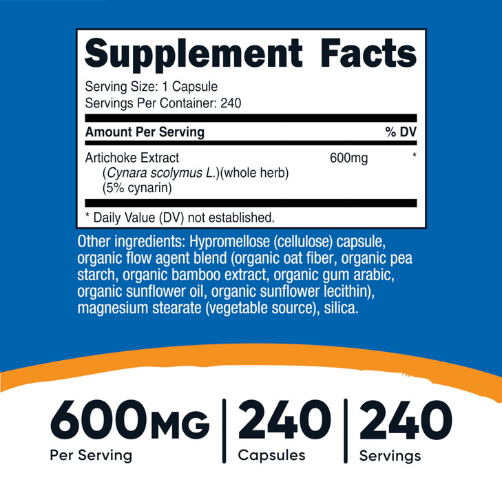 Nutricost Artichoke Extract 600mg, 240 Vegetarian Capsules