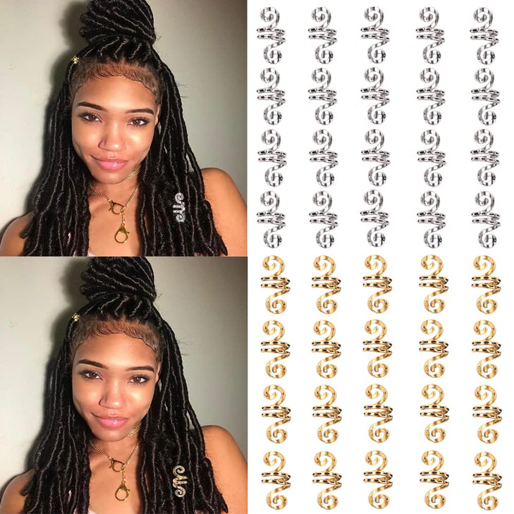 Hair Tube Beads Dreadlocks Beads Hair Spiral Hair Braiding Jewelry Hair Decoration Accessories Braid For Hair 40 Pieces,gold and silver