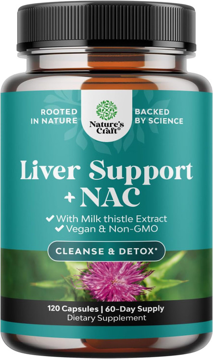Liver Support NAC Supplement with Milk Thistle for Liver Cleanse Detox & Repair