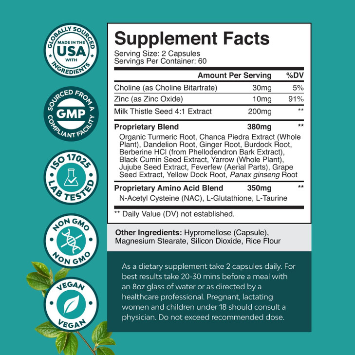 Liver Support NAC Supplement with Milk Thistle for Liver Cleanse Detox & Repair
