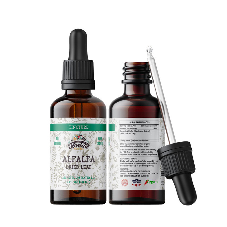 FLORIDA HERBS Alfalfa Tincture, Organic Alfalfa Extract (Medicago Sativa) Dried