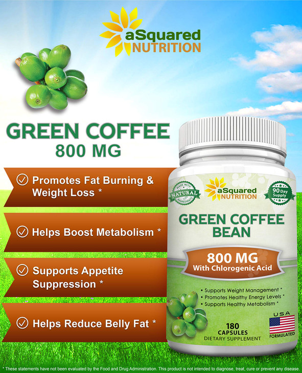 aSquared Nutrition Natural Green Coffee Bean Formula-180 Capsules-Max Strength