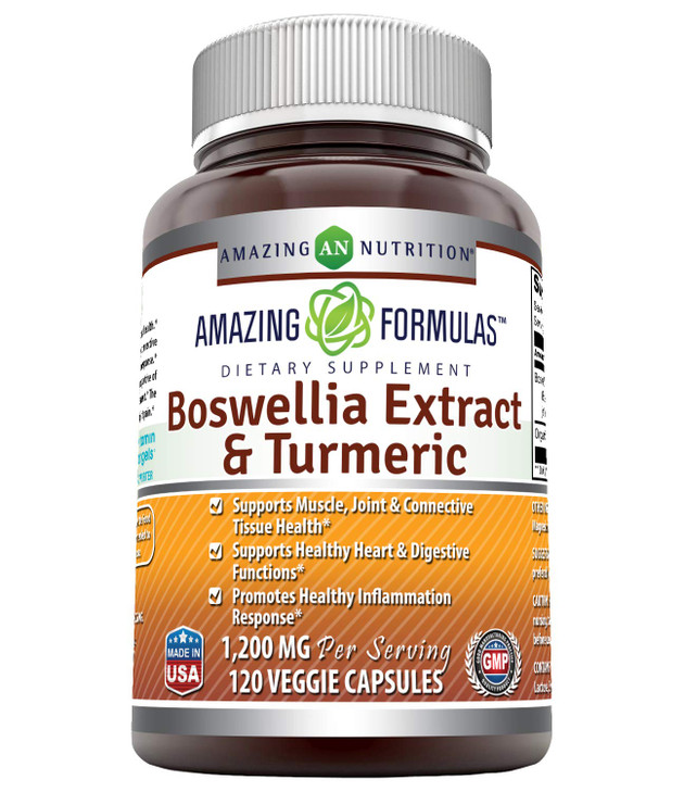 Amazing Formulas Boswellia Extract & Turmeric 1200mg Per Serving Supplement