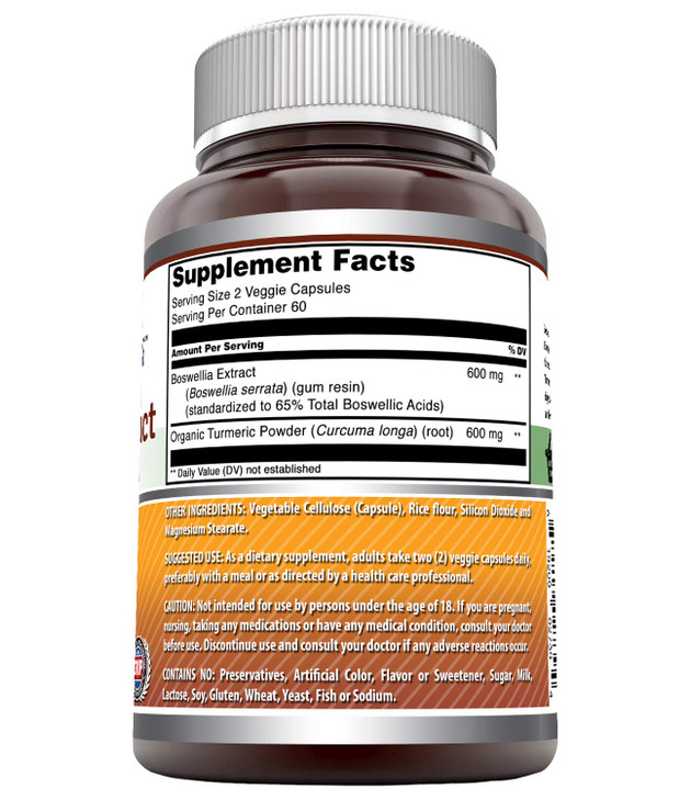 Amazing Formulas Boswellia Extract & Turmeric 1200mg Per Serving Supplement