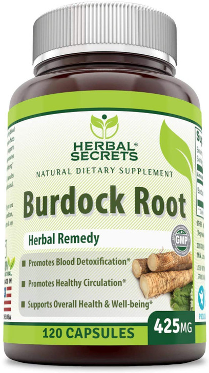 Herbal Secrets Burdock Root 425 Mg Capsules (Non-GMO) (120 Count - Pack of 2)
