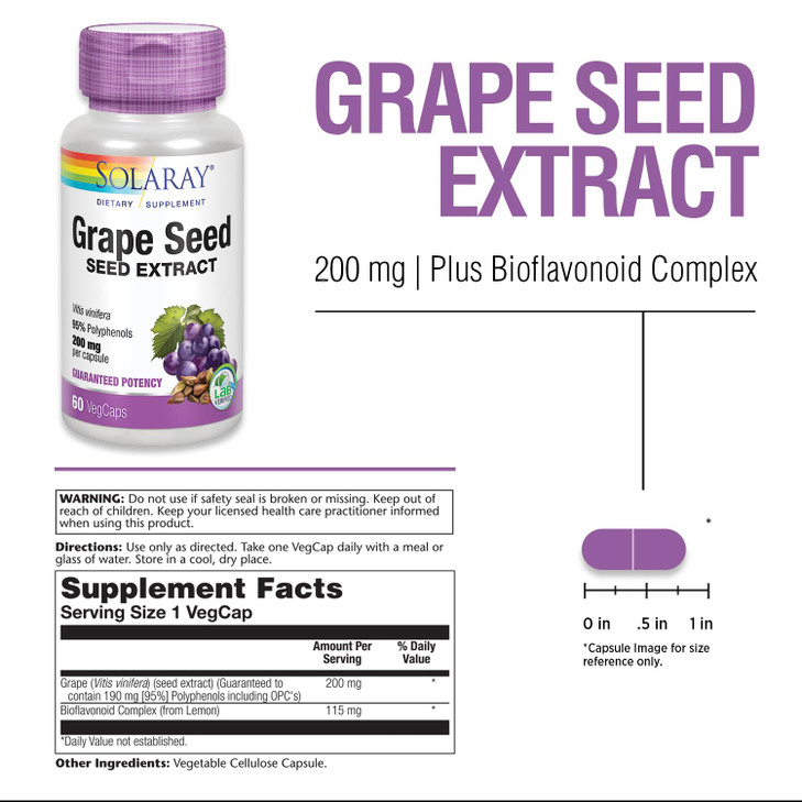 SOLARAY Grape Seed Extract 200 mg Plus Bioflavonoid Complex