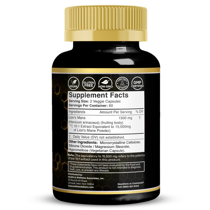 Lions Mane Supplement Capsules - 120 Count