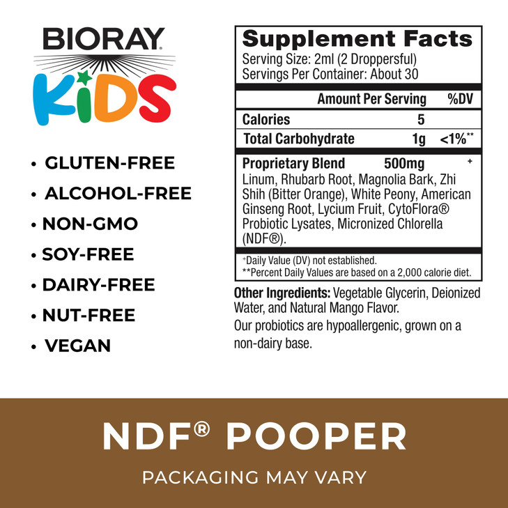BIORAY Kids NDF Pooper, Mango - 2 fl oz - Bowel Mover