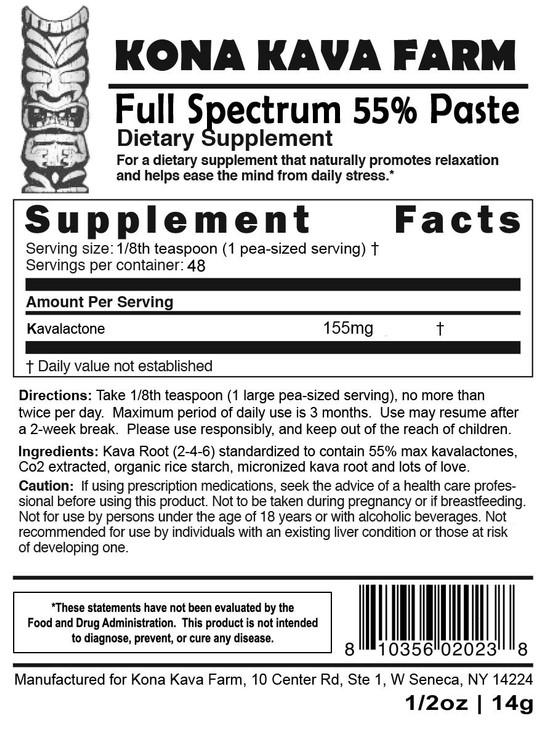 Kona Kava Farm Full Spectrum 55% Kavalactone Paste (0.5 oz)