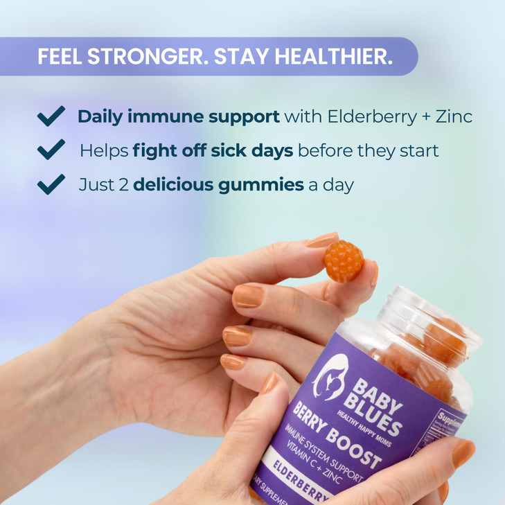 Baby Blues Berry Boost for Moms, Immunity Elderberry Gummies Immune Support