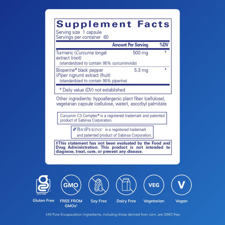 Pure Encapsulations Curcumin 500 with Bioperine