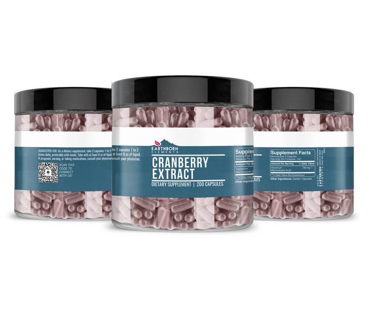 Earthborn Elements Cranberry Extract 200 Capsules, Pure & Undiluted, No