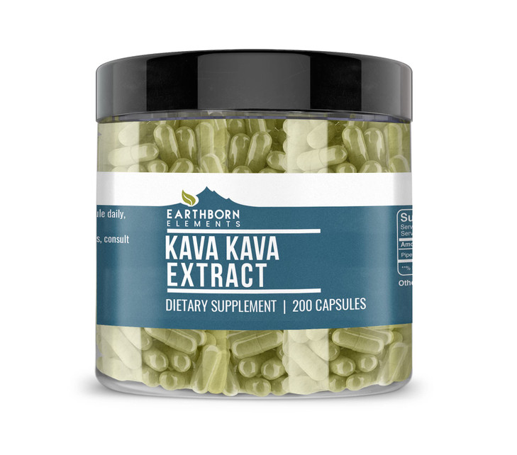 Earthborn Elements Kava Kava Extract, 200 Capsules, Pure & Undiluted, No