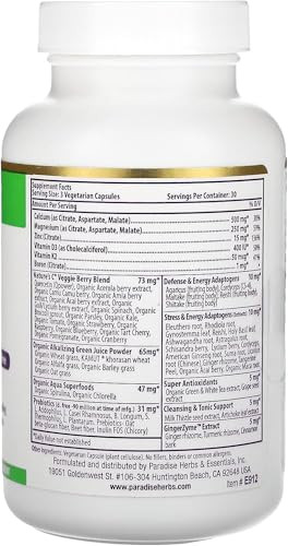 Paradise Herbs Earth's Blend Calcium Magnesium + Zinc, D3, K2 & Boron, Supports