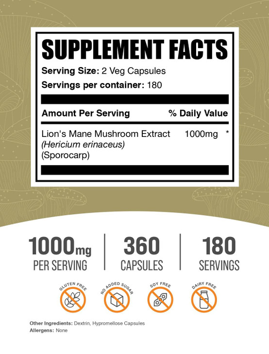 BulkSupplements.com Lion's Mane Mushroom Extract Capsules