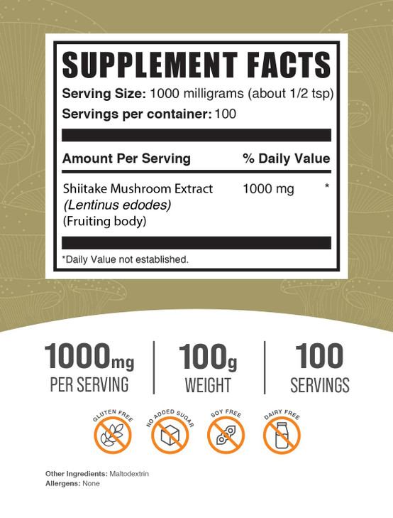 BulkSupplements.com Shiitake Mushroom Extract Powder