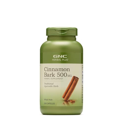 GNC Herbal Plus Cinnamon Bark 500mg Supplement, Traditional Ayurvedic Herb, 200