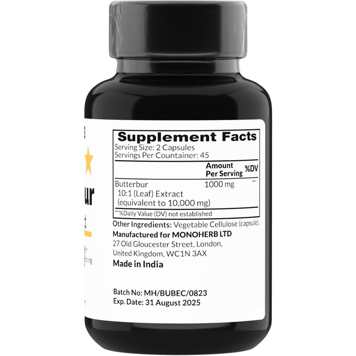 MONOHERB Butterbur Extract 1000 mg - 90 Vegetarian Capsules