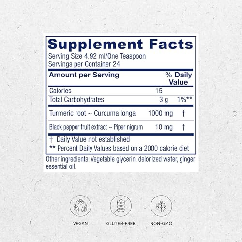 Vitanica, Turmeric Tonic, Non-GMO Liquid Turmeric Curcumin Supplement 1000 mg
