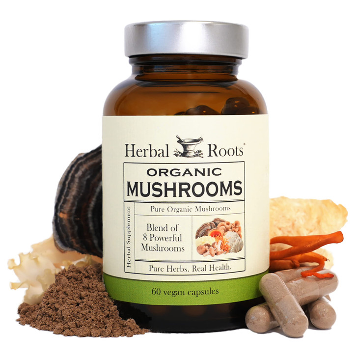 Herbal Roots Organic 8 Mushroom Blend Supplement Capsules