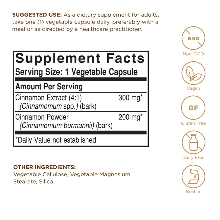 Solgar Cinnamon - 100 Vegetable Capsules, Pack of 2