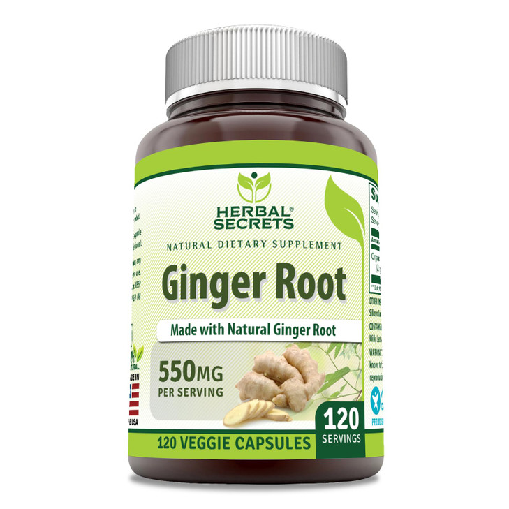 Herbal Secrets Ginger Root Supplement - 550 Mg Per Serving