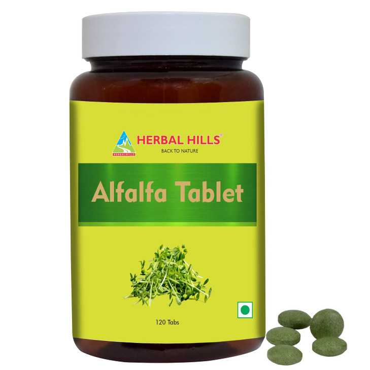 Herbal Hills Alfalfa Tablets - 120 Count - Source of Vitamin
