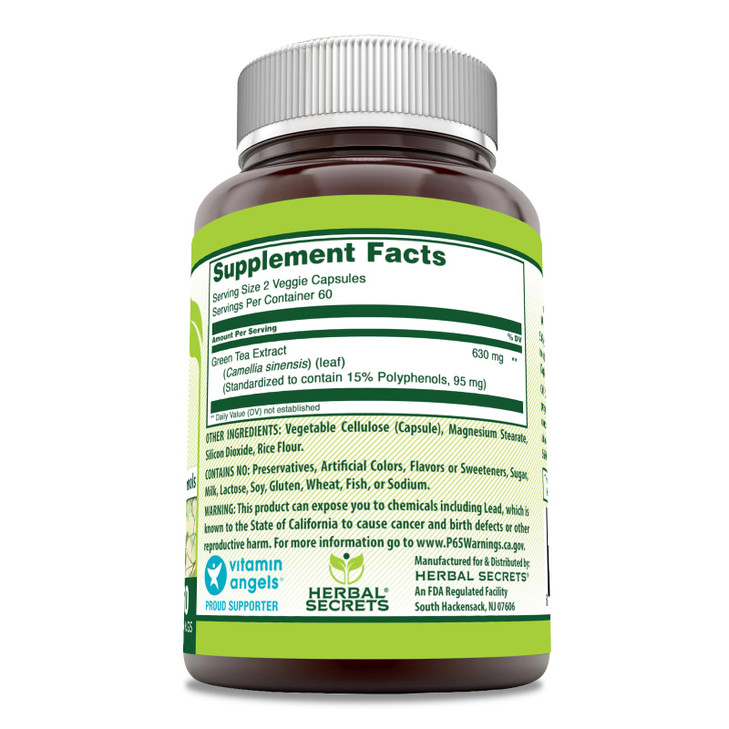 Herbal Secrets Green Tea Extract 630 Mg Per Serving