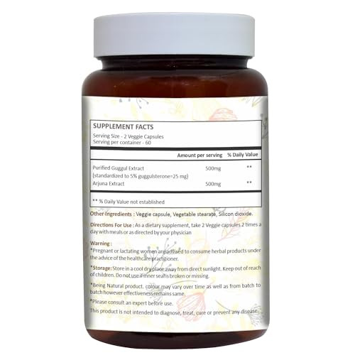 AYURFOREST Guggul Vegie Capsule with Arjuna Extract 120 Count 1000 mg