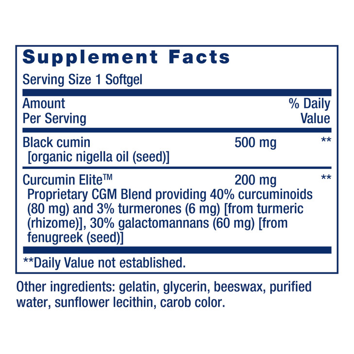 Life Extension Black Cumin Seed Oil and Curcumin Elite, Black Cumin, Turmeric