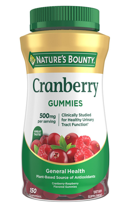 Nature's Bounty Cranberry Gummies, Urinary Tract Support, 500 mg, Cran-Raspberry