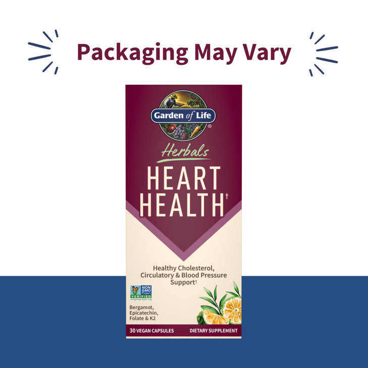 Garden of Life Herbals Heart Health Supplement with Folate, Bergamot, Green Tea