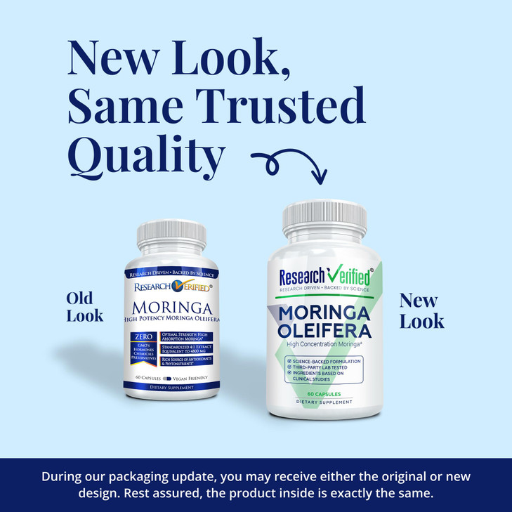 Research Verified Moringa Oleifera - 100% Pure Extract- 1200 mg Per Serving