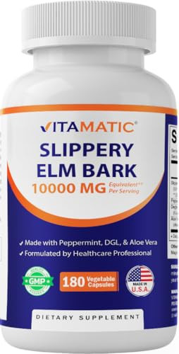 Vitamatic Slippery Elm Bark 10000 mg Equivalent Per Serving (from 20:1 Extract