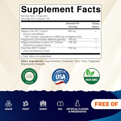 Vitamatic Slippery Elm Bark 10000 mg Equivalent Per Serving (from 20:1 Extract