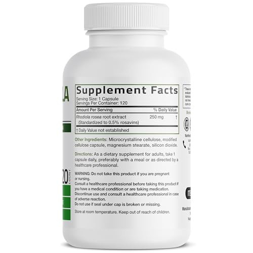 Bronson Rhodiola Rosea Vegetarian Capsules - Adaptogenic Herb